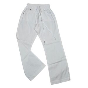 NWT White Wide-Leg  Linen Blend Pants
